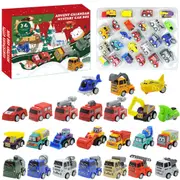 24 Days Christmas Countdown Calendar with Pull-Back Cars Vehicles Holiday Gift