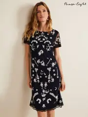 Phase Eight Blue Florisa Embroidered Dress (B63763) | $344