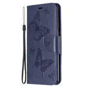 For Xiaomi Redmi Note 8 Pro Two Butterflies Embossing Pattern Horizontal Flip Leather Case with Holder & Card Slot & Wallet & Lanyard(Dark Blue)