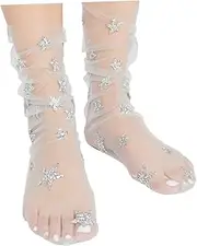 SOESFOUFU Invisible Women Fashion Socks Glitter Pattern Ankle Socks for Women Gray