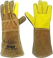 Animal Handling Gloves 35cm GAUNTLET LEATHER Kevlar DOG CAT BIRD REPTILE by Handmax