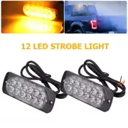 1x 12 LED 12-24V Strobe Light Indicator Warning Signal Lamp Amber For Car Truck