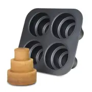 Mini Multi-Tier Round Cake Pan, Makes 4 Individual 3-Tier Celebration Cakes, ...