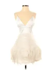 Alice + Olivia Kemberly Rosette White Silk Bridal Dress 2 NWT $1,295