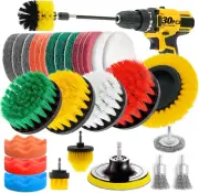30 Piece Drill Brush Attachments Set, Scrub Pads & Sponge & Wire Brush for Drill