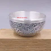 Solid Fine Silver 999 Tea Cup Heat Insulation Fish Pattern Chinese Small Tea Cup
