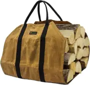 Sturdy Waxed Canvas Firewood Log Carrier, Durable Firepalce