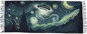 [AIXIWAWA] Women's Pashminas Scarf Ufo Vintage Painting Print, Shawls Wrap Lightwight with Tassel for Evening Dress Dinner Party, Multicolor