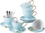 Jusalpha Fine China Tea Cup and Saucer Coffee Cup Set with S