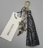 BRAHMIN Croc Charm Tassel KEY CHAIN Nocturnal Melbourne Yellow Metal $125 New