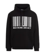 VTMNTS Barcode Printed Drawstring Hoodie S,XL,L,M Black