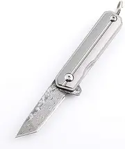 Hamans Folding Pocket Knife Titanium Handle Mini Size Knife for Men Gift Collection Outdoor Traveling Camping EDC (Grey-T)