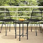 Round Bar Table Outdoor, Dining, Party, Bistro, Cocktail and Small Tables with Tempered Glass Top for Patio, Black, 50 x 55 cm