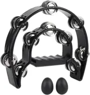 Tambourine Double Row Metal Jingles Bell Hand Held Percussion Half Moon Tambouri