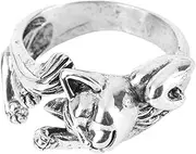 [TOGEVAL] Handmade Retro Cat Open Ring Adjustable Open Finger Ring Fashionable Home Decor