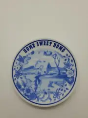 Enesco HOME SWEET HOME 4 Inch Decorative Plate Blue home, rabbits