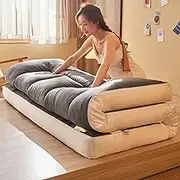 Futon Japanese Floor Mattress Full Size, Extra Thick Roll Up Foldable Single Portable for Sofa Lounger Couch Guest Dormitory Yoga Sleep Nap Meditation (Color: Gra
