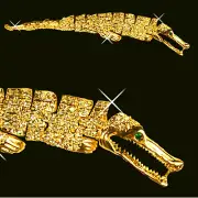 Crystal Crocodile Bracelet encrusted with clear rhinestone green rhinestone eyes