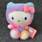 Hello Kitty Sanrio Plush Toy 9" in Rainbow Sherbet Multicolor Soft Bow