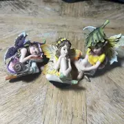 Set Of 3 Pink Lily Fairy Figurines 3.25"H Faerie Garden. New!
