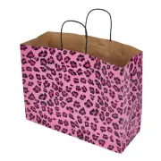 Paper Bags Retail Merchandise Shopping 100 Pink Leopard Cheetah 16 x 6 x 12