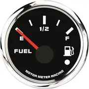 MOTOR METER RACING W Pro Series 52mm 2-1/16" Fuel Level Gauge 0-90 Ohms Black Dial White LED Warning Function Waterproof for Car Truck Marine Boat Yacht