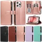Zipper Wallet Flip Cover Case For iPhone 16 15 14 13 12 11 Pro Max XR XS 8 Plus