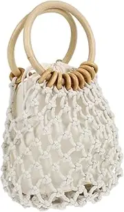 [BESPORTBLE] Cotton Rope Woven Straw Bag Fashion Clutch Small Pouch Drawstring Handbag Beach Bag