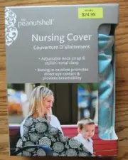 The Peanutshell~Lt. Blue Geometric NURSING COVER~NEW in box