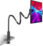 Gooseneck Tablet Stand, Universal Tablet Mount Holder 360 Flexible Lazy Arm Holder Clamp Mount Bracket Bed for 4.6"-11" iPad Air Pro Mini, Samsung, Huawei Tab, iPhone, Switch, More Devices