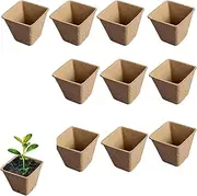 10 Packs Seed Trays, Plant Pots for Indoor Outdoor, Fibre Seedling Germination Trays, Space Saving Small Plant Pots, Multipurpose Transplanting Widger and Dibber for Garden