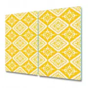 Glass Kitchen Chopping Board Worktop Saver Vintage yellow and white 2x30x52