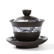 Purple Clay Cover Bowl Ceramic Sancai Cover Bowl Kung Fu Tea Set Bowl Retro
