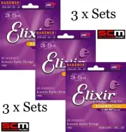 3 x SETS 10-47 ELIXIR BRONZE ACOUSTIC GUITAR STRINGS STRING SET XTRA LIGHT 11002