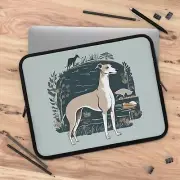 Botanical Greyhound Laptop Sleeve, floral Whippet cottagecore laptop case