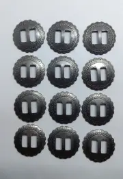 12 Small Vintage Antiqued Western Leathercraft round Conchos 1 "