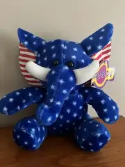 Patriotic elephant ￼￼political Stuffed Animal Mascot plush 7.5” Tall Nwt
