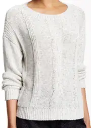 $238 BNWT EILEEN FISHER Sprayed Cotton Tape MOON Gray Sweater XL