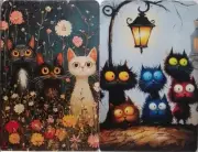 Swap cards Modern playing card back Comical big eyed Cats