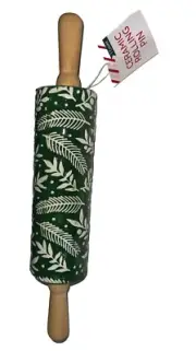 NeeClassics Ceramic Green Leaf & Wooden Rolling Pin