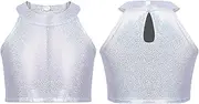 [iEFiEL] Shiny Tank Top for Girl's Sequins Camisole Glitter T Shirt Jazz Hip Hop Modern Dance Blouse 2-16 Years