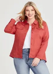 [Virtuelle] Taking Shape Coloured Best Fit Denim Jacket Size 20 in Teaberry - Plus Size Women's Clothing Teaberry