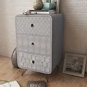 Side Cabinet with 3 Drawers Grey Bedroom Storage