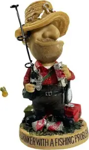 Urbalabs Redneck Hillbilly Drunk with Fishing Problems Hunter Funny Statue