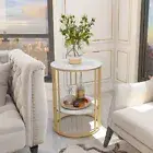 2 Tier Solid Sintered Stone Coffee Side Table Bedside Nightstand Sofa Edge End