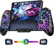 Switch Controller Wireless for Nintendo Switch/OLED, RGB Handheld Controller with Turbo Programming and Adjustable Vibration, One Piece Switch Joypad with 1000 mAh