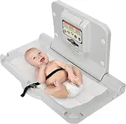Alpine Wall Mounted Baby Changing Station - Horizontal Baby Changing Table Foldable Diaper Tables with Safety Strap for Commercial Bathroom, ADA Complaint (Hardware Included) White Gray