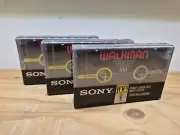3x SONY WALKMAN 100 Cr02 Type II Chrome Blank Audio Cassette Tape New and Sealed