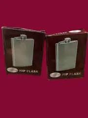 (2) Stainless Steel 6oz Hip Flask w/ Never-Lose Leak Proof Cap | Hiking Camping
