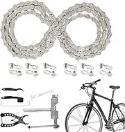 Bike Chains | Single Speed Bike Chain Kit | Secure Link Replacement Quick Release Tool Cycling Accessories for Adult Kids School Cruiser Beach Dirt Patio Riding